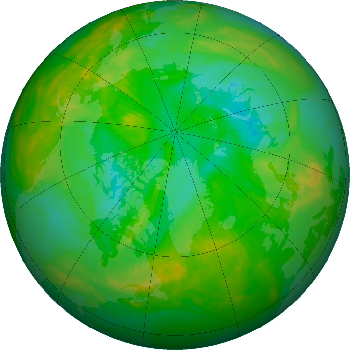Arctic ozone map for 20 July 1989